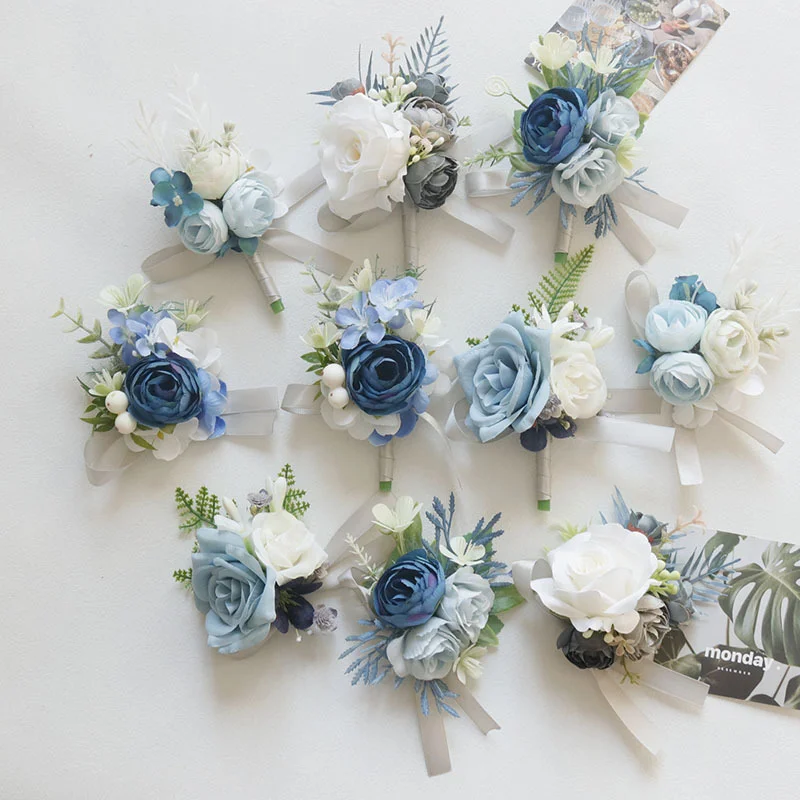 

Wedding Wrist Corsage and Boutonniere 382Wedding supplies banquet guest groom bridesmaid groom bridal haze blue