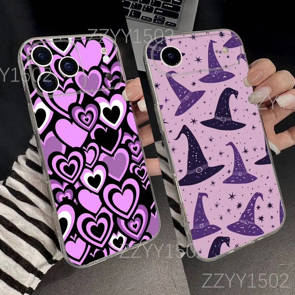 

Aesthetic Purple Vintage for iPhone 17,16,15,14,13,12,11 Pro,Max,Plus,X,XS,XR,SE4,E Mini Transparent Soft Print Phone Case