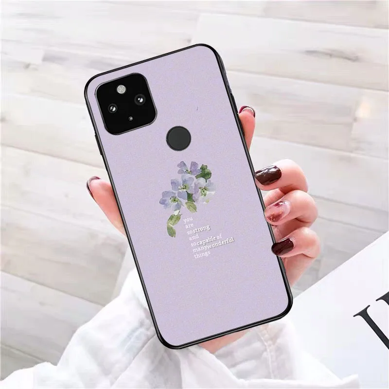 Art Aesthetic Flower Word Quotes Phone Case for Google Pixel 7a 8 7 Pro 6A 6 Pro 8A 5A 4A 3A Pixel 5 6 4 3 XL 3A XL