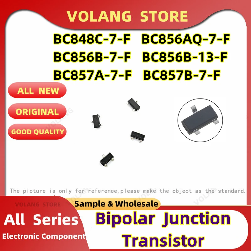 10Pcs SMD BJT Bipolar Junction Transistor SOT23-3 BC848C-7-F  BC856AQ-7-F BC856B-7-F BC856B-13-F BC857A-7-F  CHIP BC857B-7-F