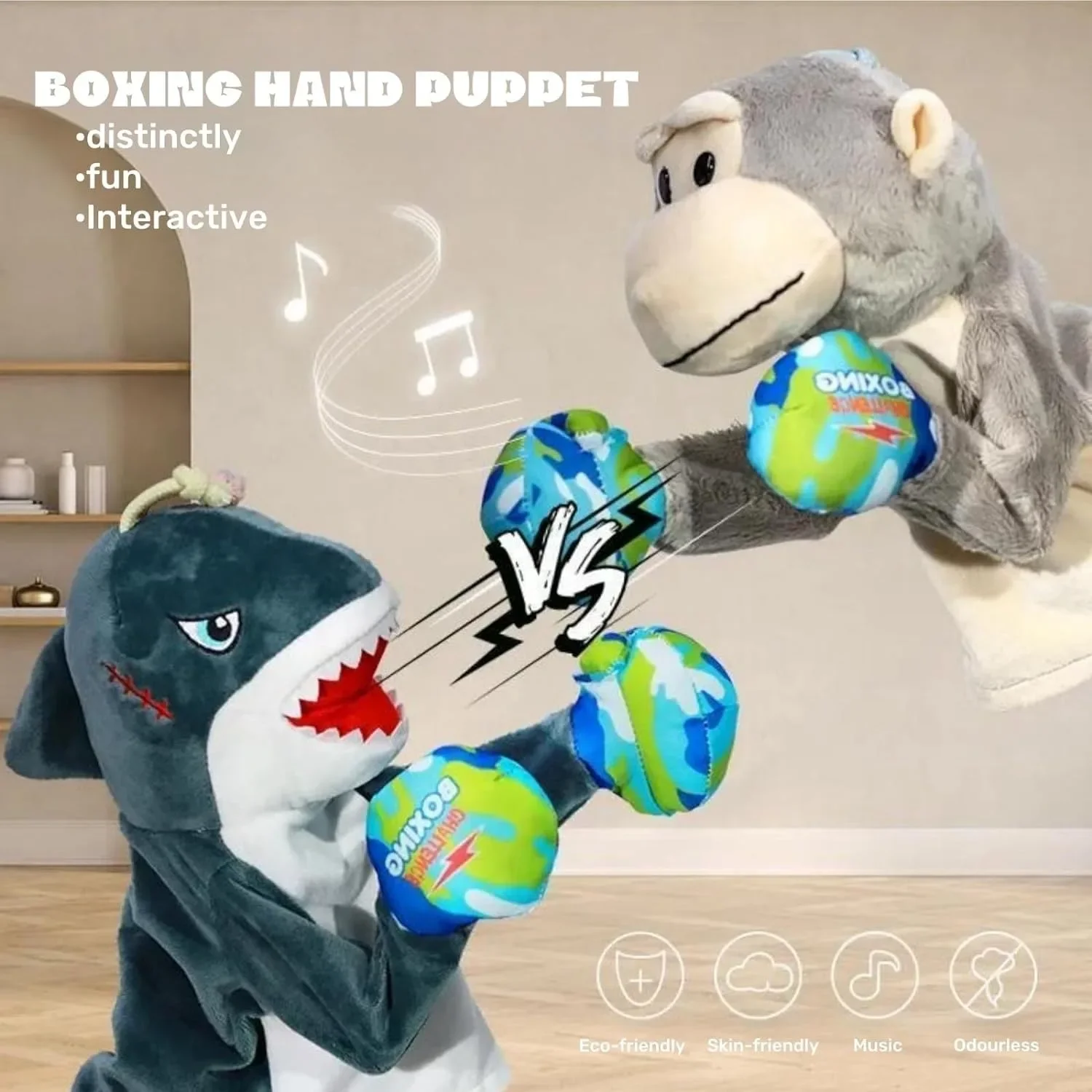 Marionetas de mano de boxeo de animales, juguete interactivo de tiburón de dinero, guantes de Kung Fu Husky