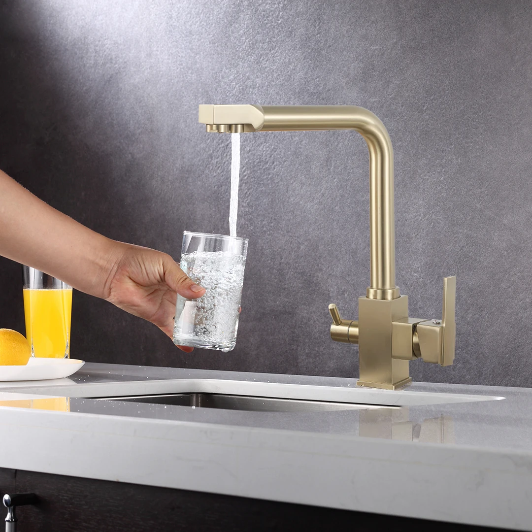 

Brass Main Body, Cold And Hot Pure Water Three-In-One Kitchen Faucet Sink Water Purifier, Direct Drinking Water Faucet