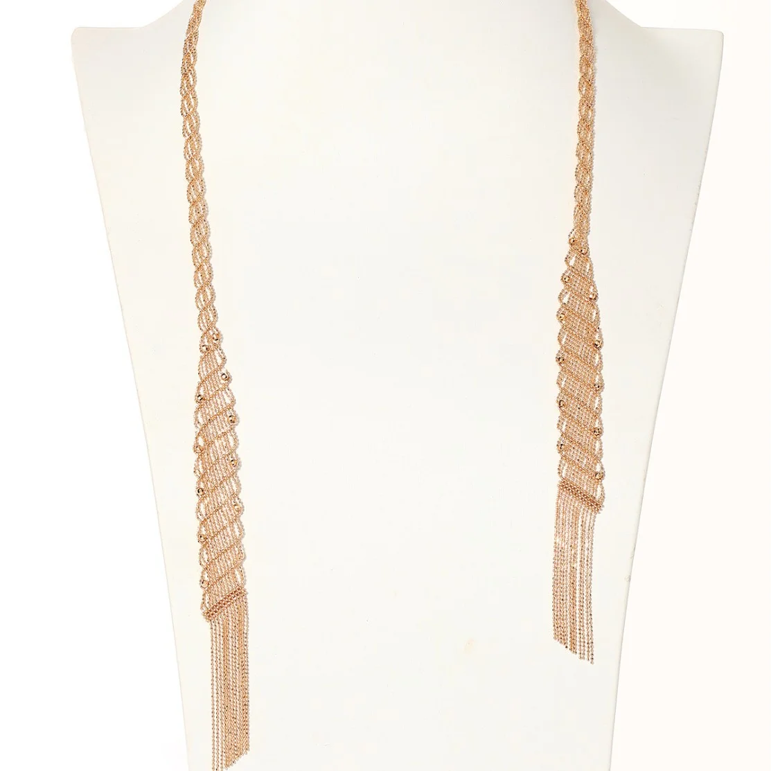 Bellux Elegant Design Long Necklace Italian Handmade 925 Silver Plated Rose Gold Weaving Sweater Chain for Women