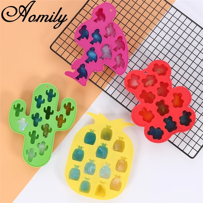 Bear Flamingo Cactus Pineapple Shape Ice Cube Tray Silicone Fruit Ice Cube Maker DIY Creative Ice Cube Mold Kitchen Accessories