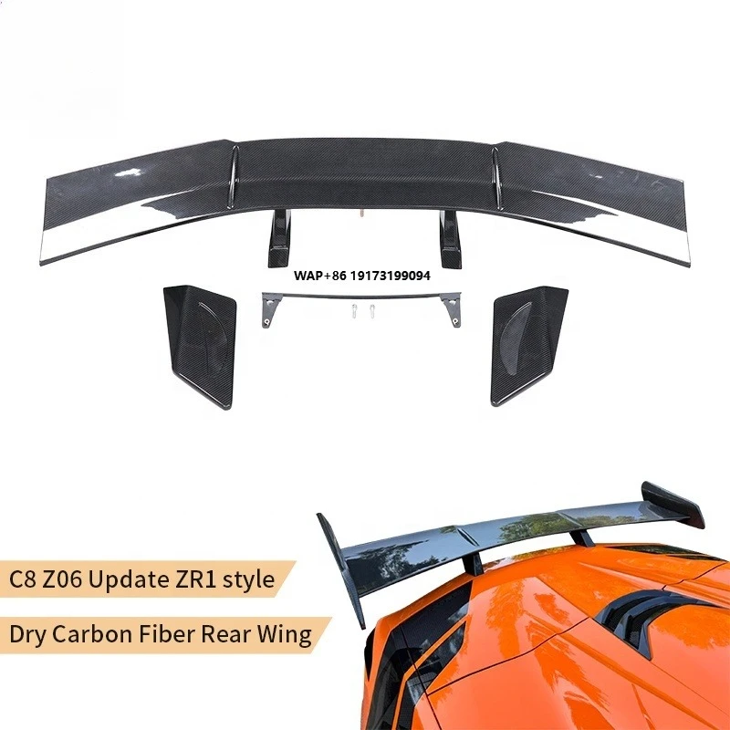 

Car Styling ZR1 Style Dry Carbon Rear Spoiler for Corvette C8 Z06 Convertible Coupe 2020-2026 Model Car
