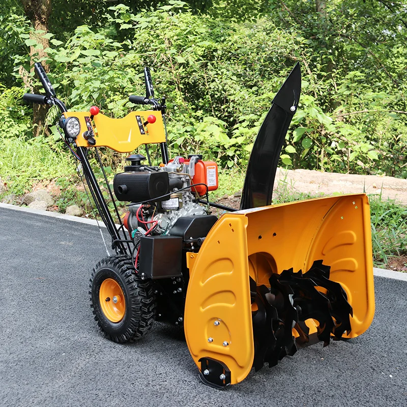 Diesel-powered Snow Blower Two-stage Self-propelled 196cc Engine with Electric Start LED Headlights and 13-inch Snow Tires