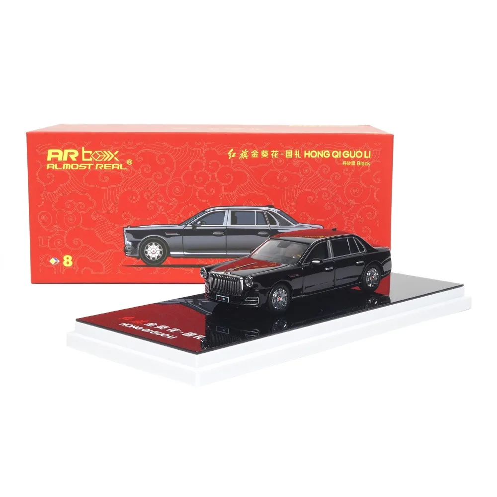 

Модель автомобиля AR Box 1:64 Red Flag Golden Sunflower National Gift U7 Dansha, литая под давлением, из черного сплава