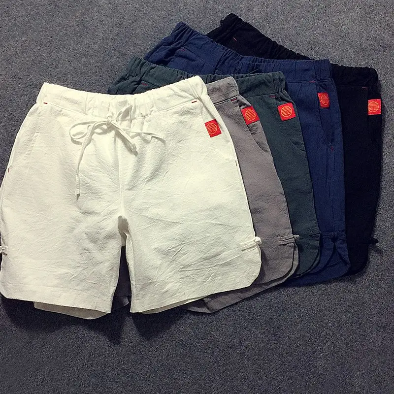 

Men's Cotton Linen ort Pants Five-Seven Tee-Ten Summer Breathable Casual Trousers Straight Leg Micro Stretch Youthful