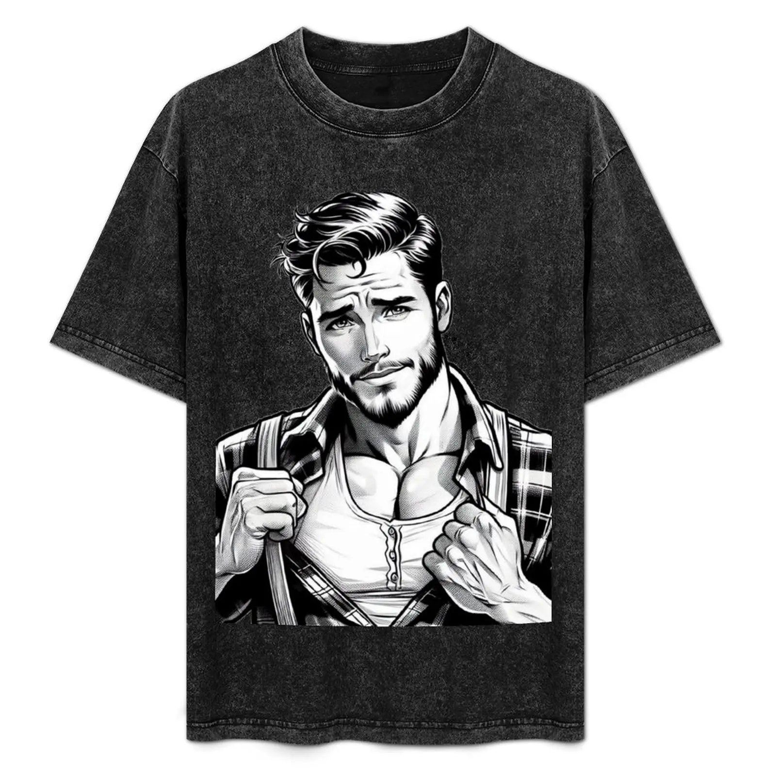 

Gay Lumberjack Muscle Hunk Tom of Finland Tribute LGBTQ Gay Pride Color-In Graphic Design T-Shirt