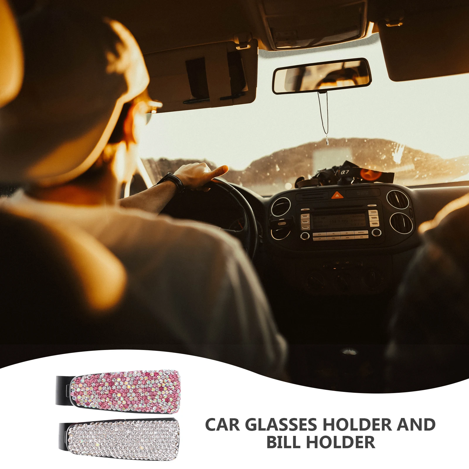 

2pcs Car Sunglasses Holder Clip For Sun Visor Glasses Storage Thick Frames Durable Plastic Visor Accessory Bill Clamps Car