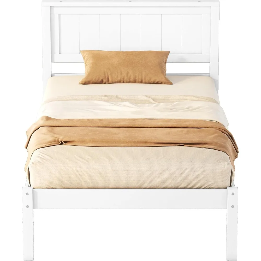 إطار سرير مزدوج بتصميمات Harper & Bright مع لوح أمامي ولوح للقدمين، سرير بمنصة خشبية مزدوجة الحجم مع دعم شرائح خشبية، للأطفال #5