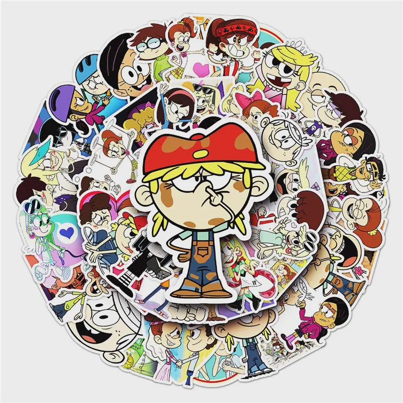 50pcs cartoon the loud Lincoln paper sticker kids collection Lori house model toy