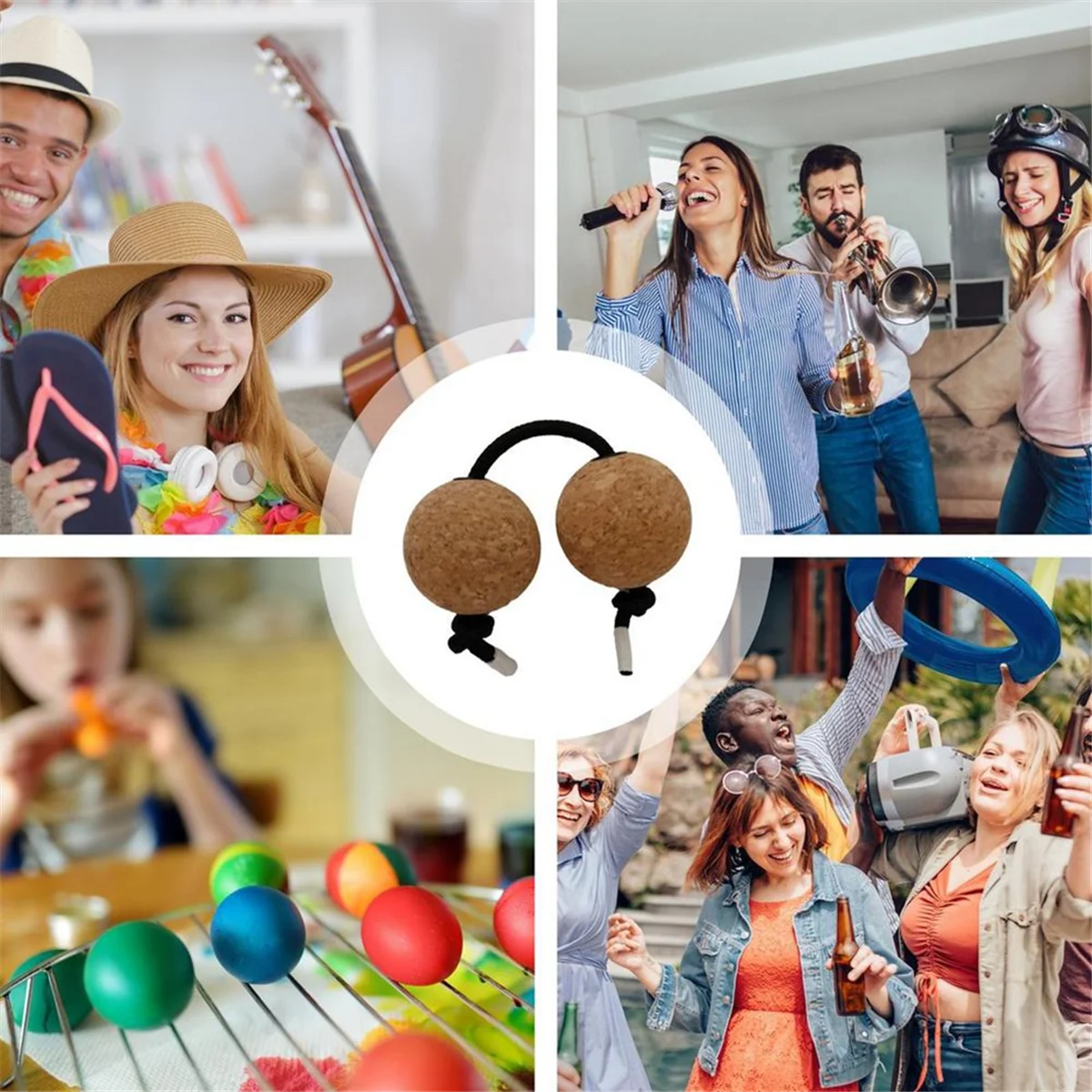 High-end Shaker 2 Pairs Cork Kashaka Shaker Asalato Ball Instrument Percussion Instrument Classical African Balls for Music