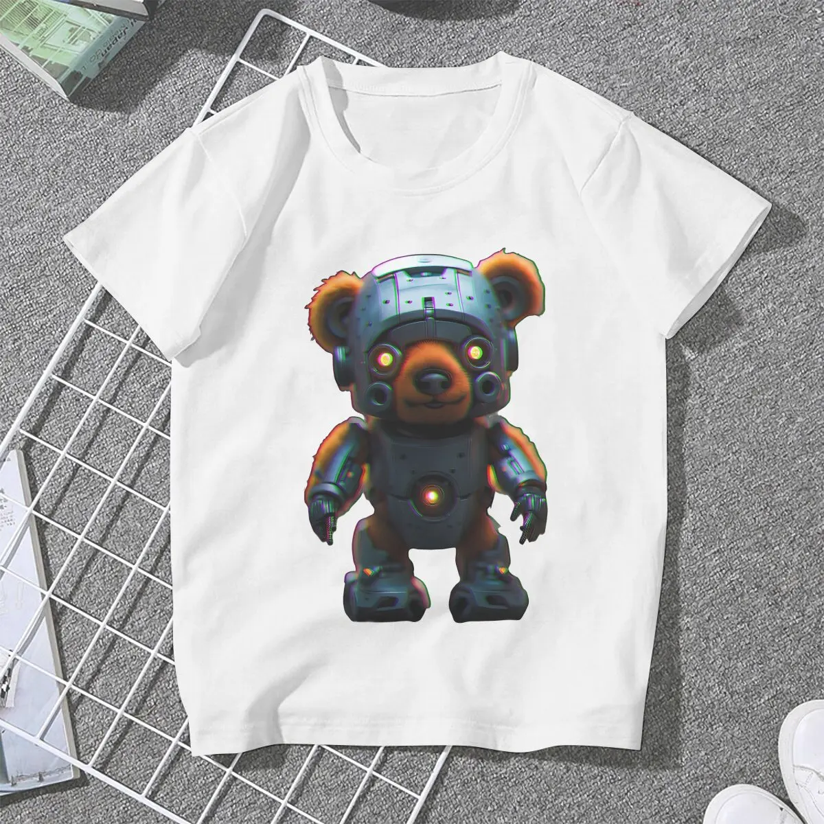 Classic TShirt For Girls Teddy Robot Y2k Tops Fashion Female Polyester T Shirt Soft Graphic