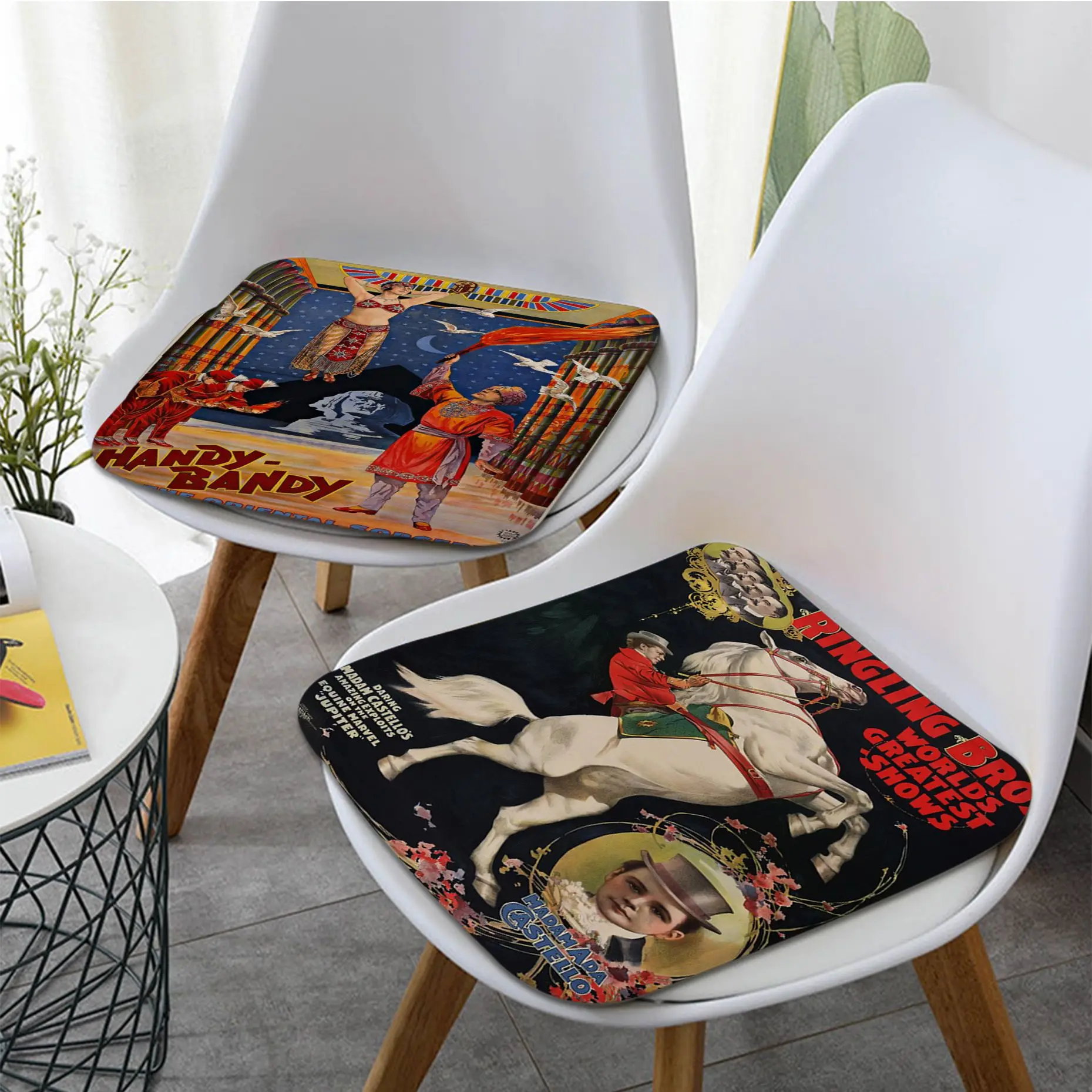 

Vintage Circus Art Fabric Cushion Non-slip Living Room Sofa Decor Students Stool Tatami Office Sofa Decor Tatami