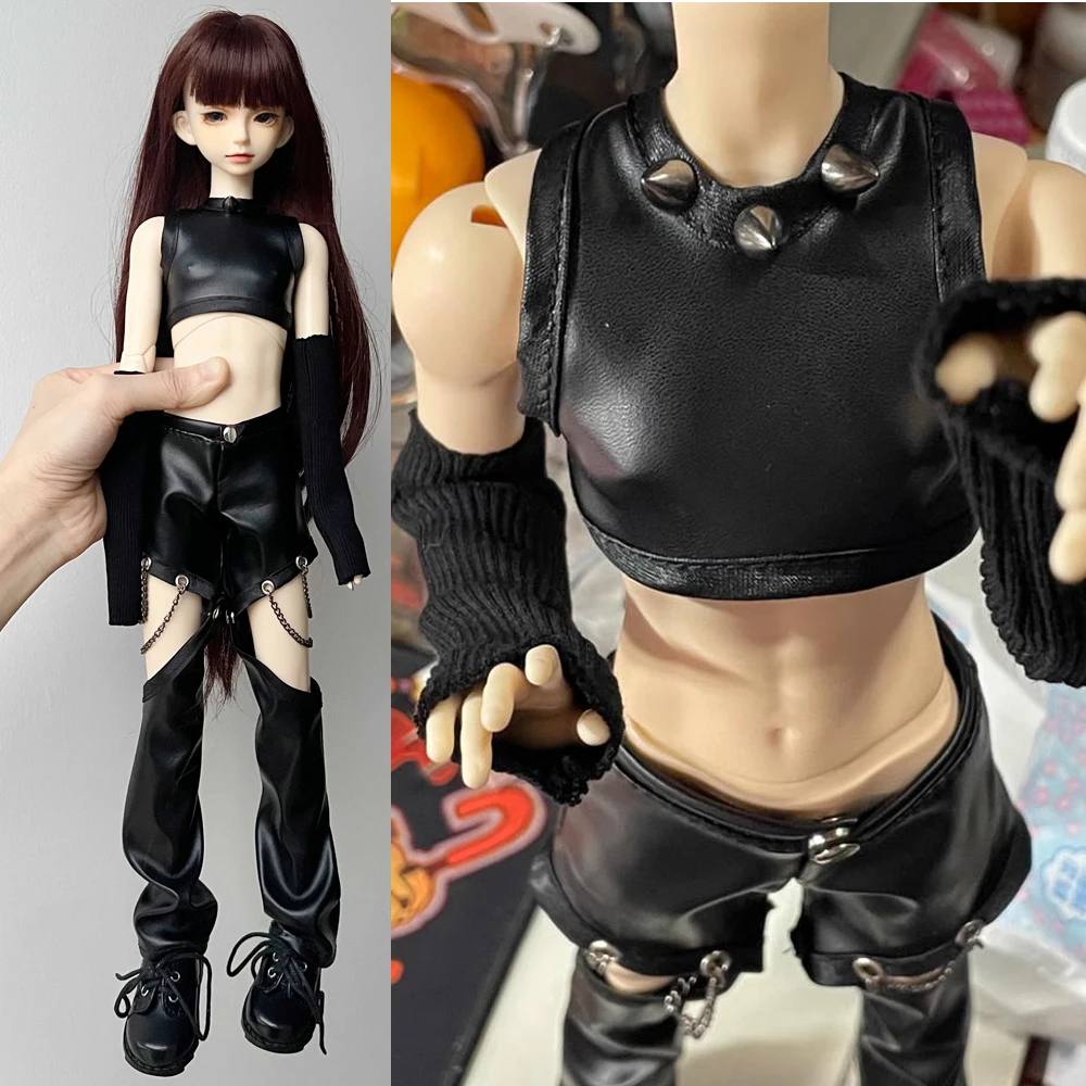 

D09-P771 children handmade toy 1/4 MSD MDD CD2 BJD/SD doll clothes leather Waist vest chain pants 1pcs