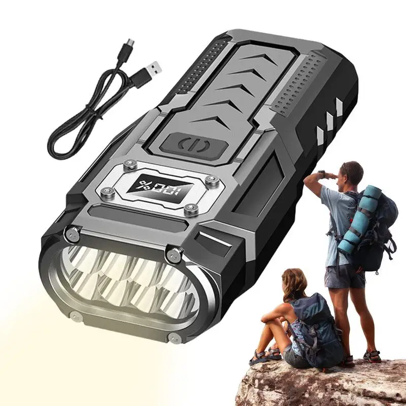 

Bright Flashlight Rechargeable Small Powerful Flashlight With Magnet Battery Life Indicator Water-Resistant Handheld Flashlights