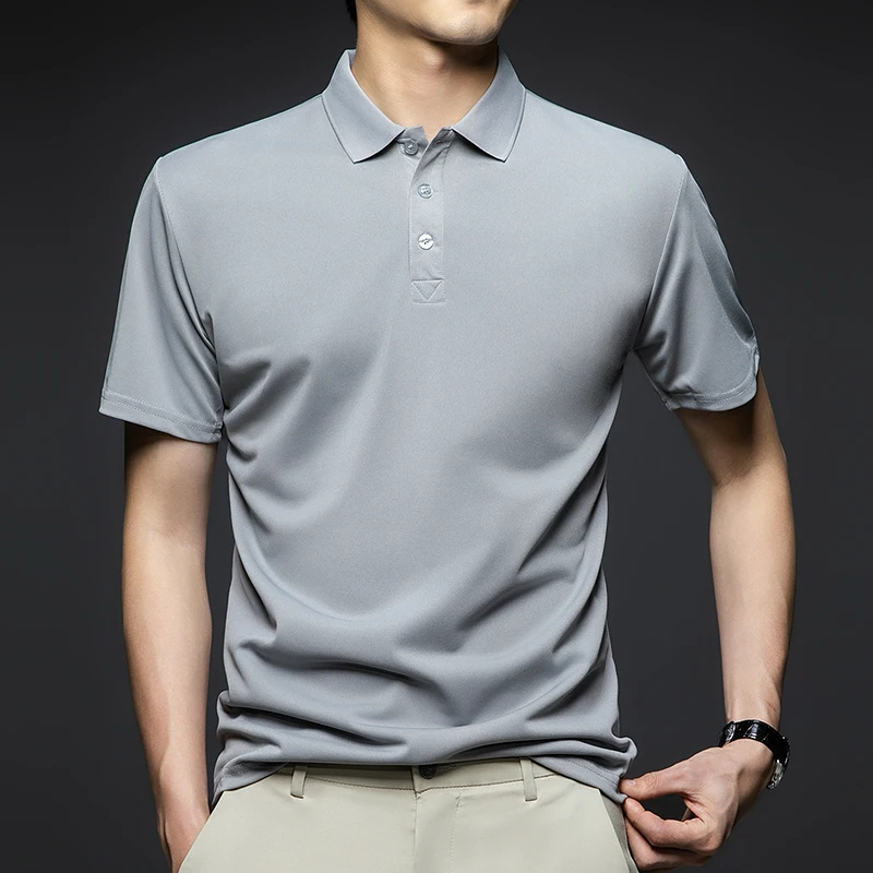 New Arrival Men's Fashion Solid Short Sleeve Polo Shirt Summer Breathable Comfortable Turn Down Collar Tops