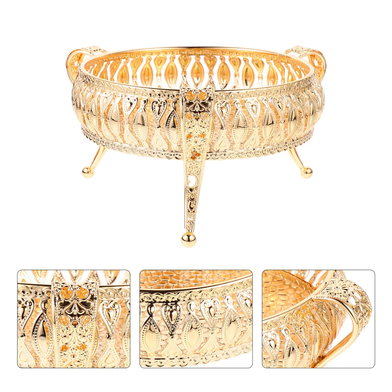 1Pcs European Style Metal Fruit Tray Luxurious Gilded Snack Plate Household Desktop Storage Decorative Serving Dish