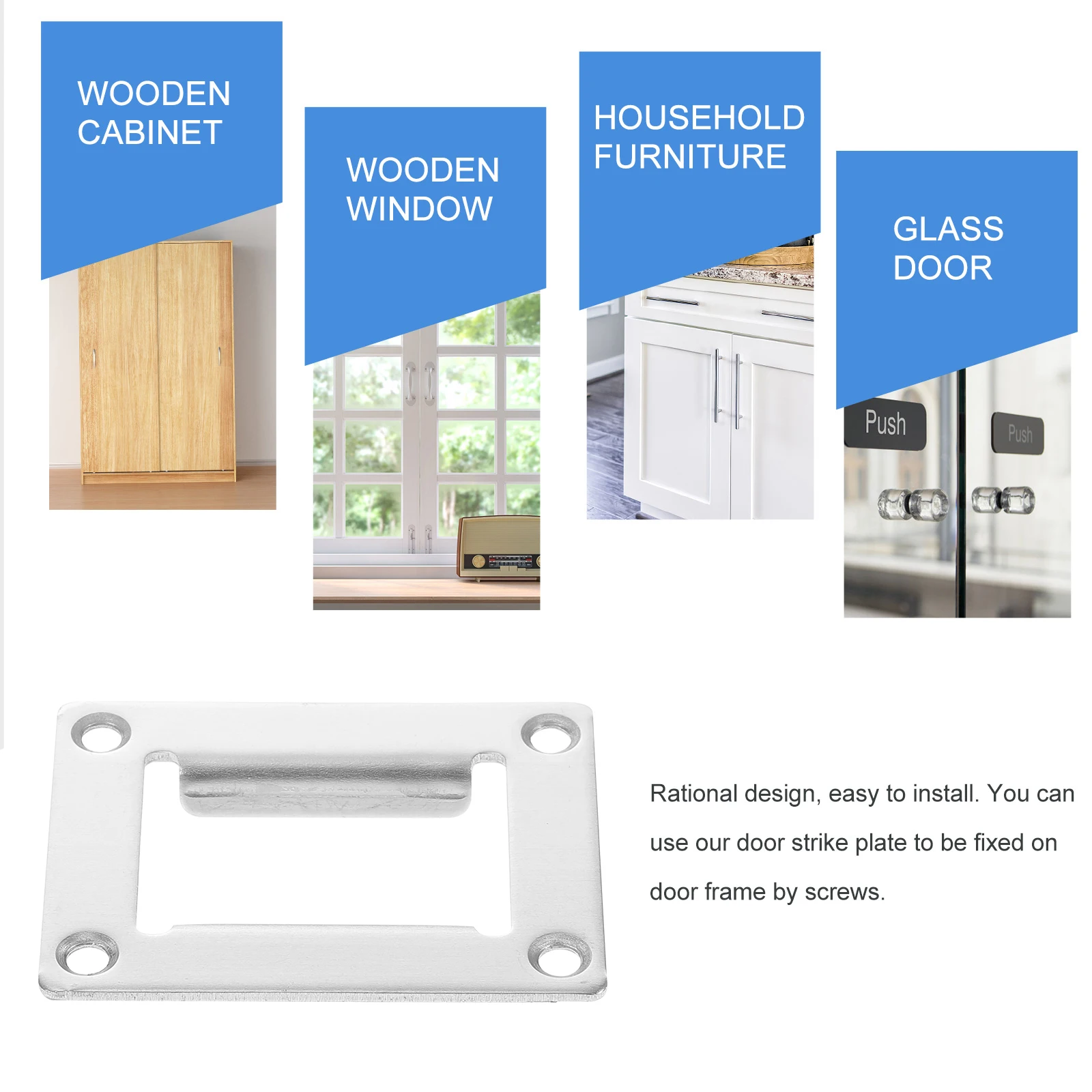 

Stainless Steel Door Reinforcement Plate Cover for Lock Holes Privacy Protection Smooth Surface Heavy Duty Door