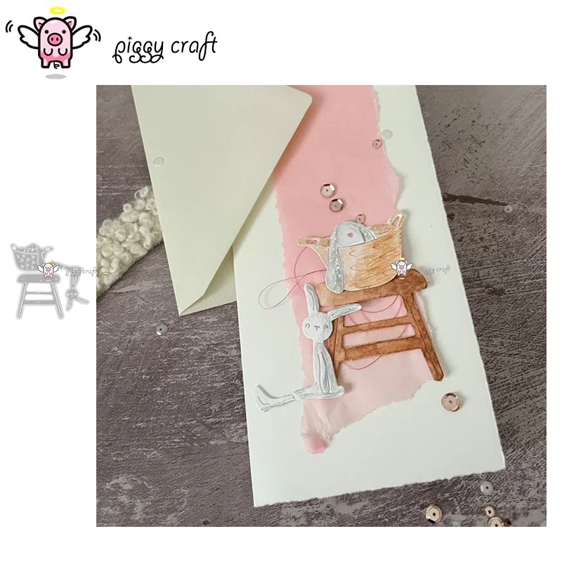 

Металлические вырубные формы Piggy Craft: трафареты для вырезания, штампы для скрапбукинга, декоративные элементы в виде кролика и табурета, ножи для вырезания, лезвия, трафареты-вырубки.