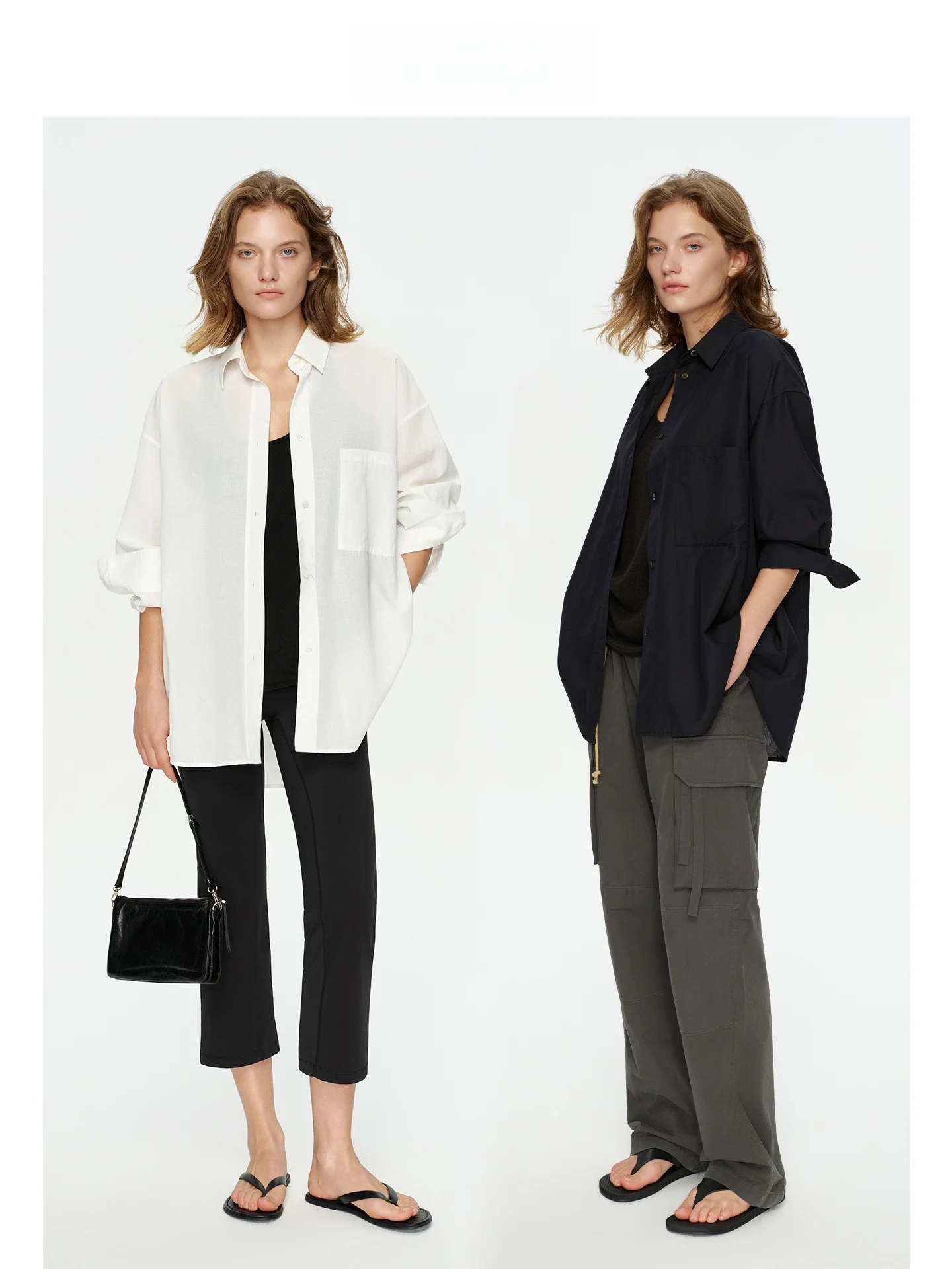 

Рубашка EREMINE Lin Zhi Qing: Прозрачная, освежающая, свободного кроя, с карманами, в повседневном стиле, с длинным рукавом, на пуговицах, женская