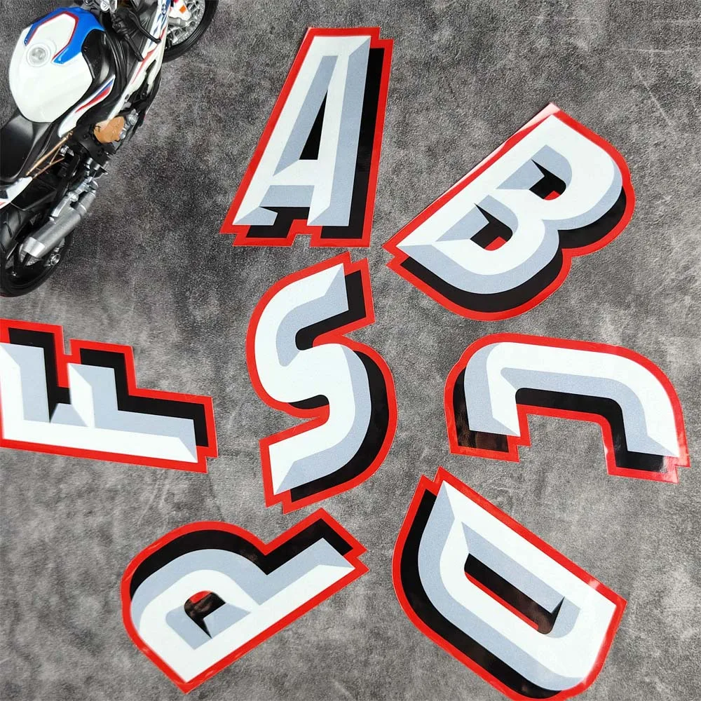 

Motorcycle Reflective English Alphabet DIY Sticker Refit Scooter Fairing Side Box Body Decals Waterproof For Honda Suzuki KTM