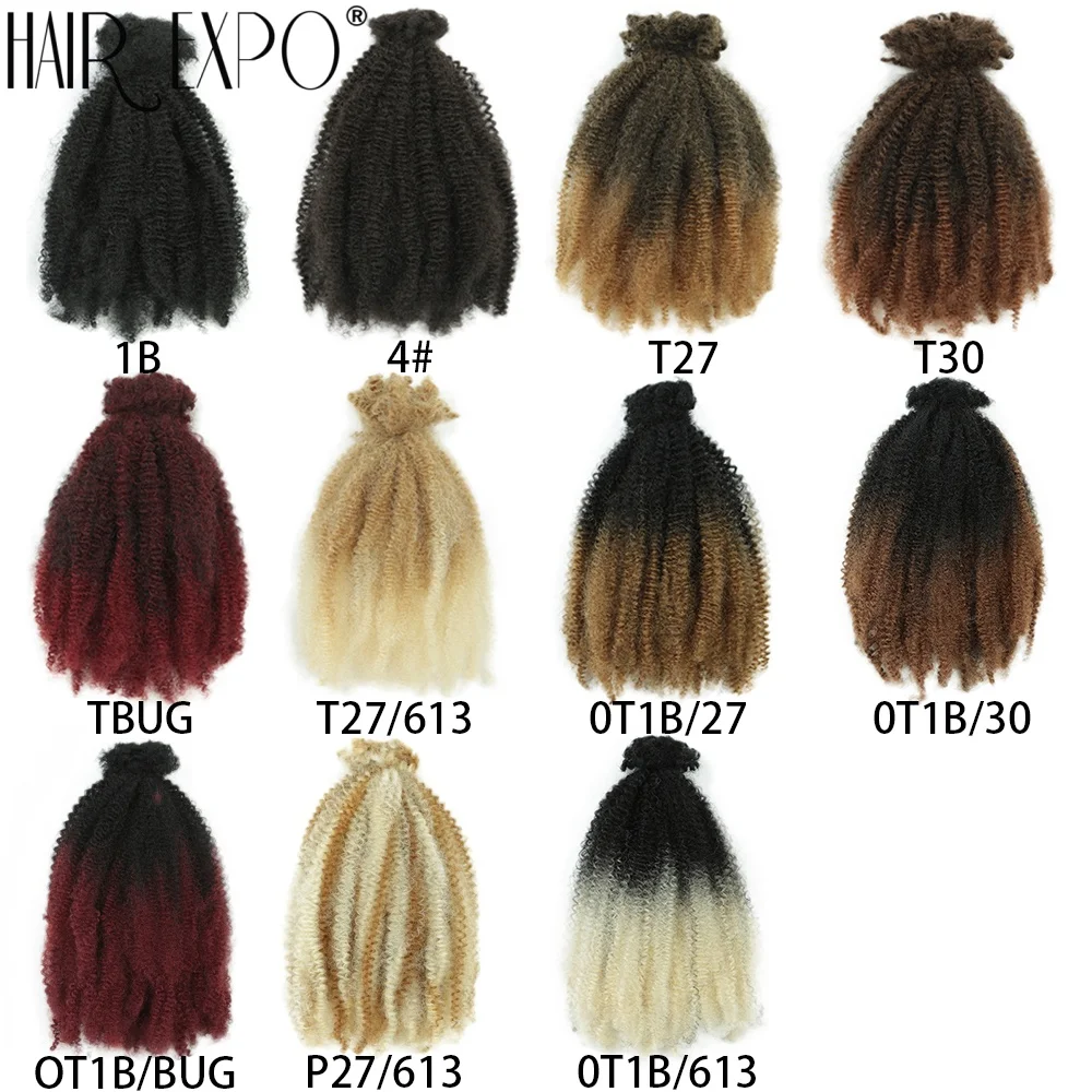 3PCS Afro Kinky Curly Bulk Crochet Hair Synthetic Marley Twist Braiding Hair Extensions Ombre Protein Fiber Micro Twist Braids