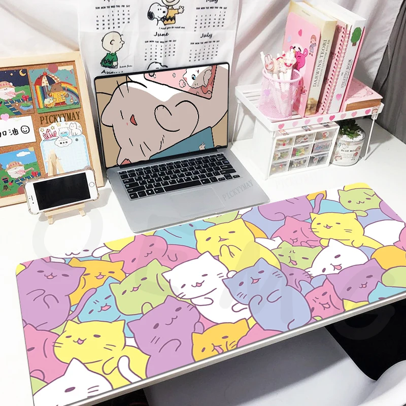 

Cute Cat Large Mousepad Gamer Mousepads 40x90cm Keyboard Mat Desk Rug Waterproof Pc HD Desk Mats Company Mouse Pad For Gift