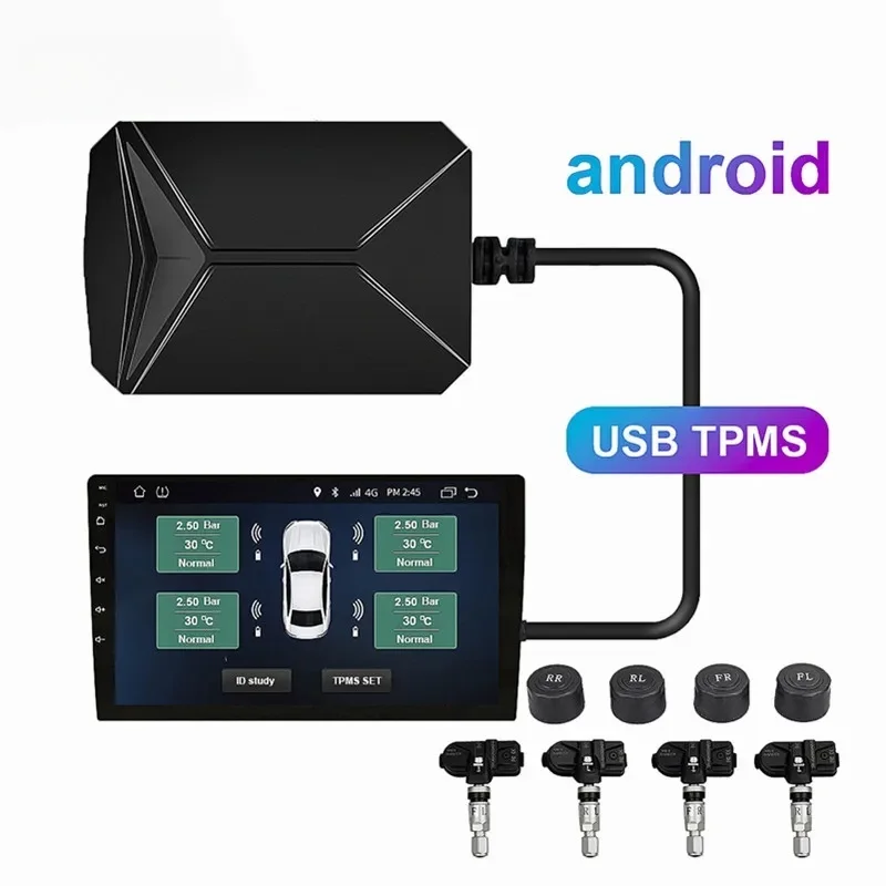 Built-in and External TPMS Car Tire Pressure Monitoring System Car 4 External Sensor Alarm System Improve Fuel Efficiency