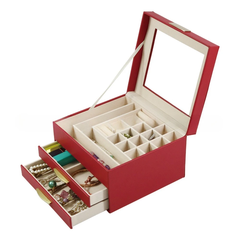

PYH Large Capacity Double Layer Jewelry Box Multifunctional Large Capacity Storage Box Jewelry Storage Box