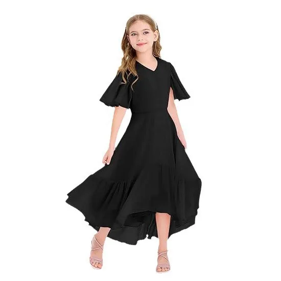 

1-12 years white Girls party dresses 2025 new summer pink children's birthday blue princess dress