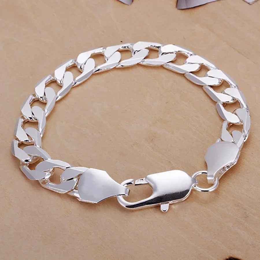 Fine 925 Sterling Silver Bracelet Jewelry 4MM-10MM width solid for man men women Lady Chain noble wedding party gifts