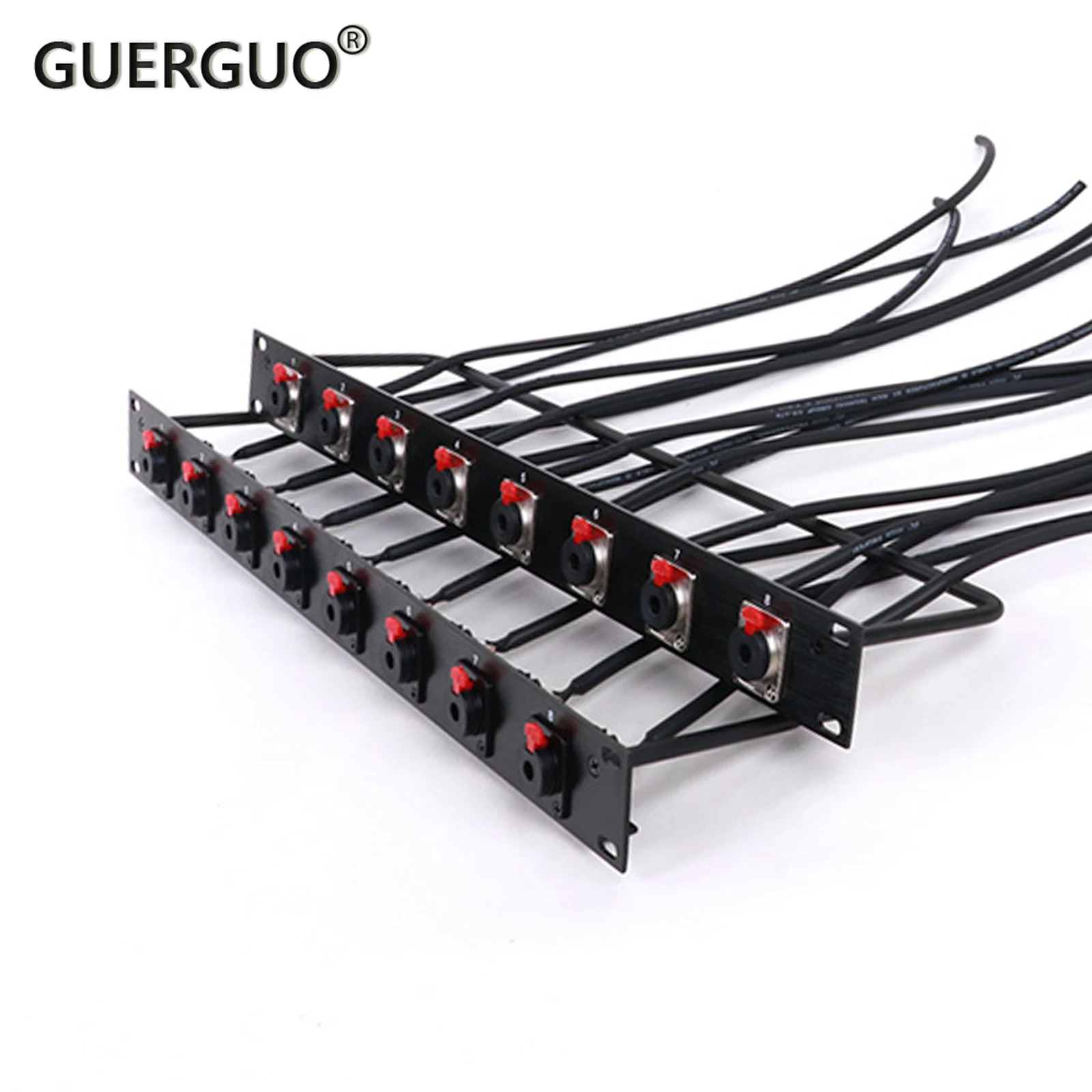 1PC Rack Patch Panel 8 Way 19 Inch 1U Cabinet 6.3 Panel D Type Socket Audio Video Cable Big Three Core Audio Seat with Cable