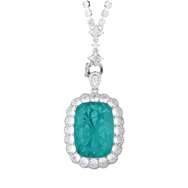New Gold-Plated Jewelry European and American Style Emerald Pendant Necklace Stone 20*28