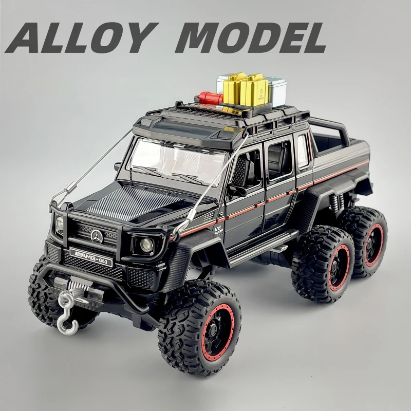 

1:24 BENZ G63 6X6 Adventure Edition, модель автомобиля из сплава, игрушечный автомобиль, литье под давлением металла, звуковой и световой автомобиль, игрушки для детей, автомобиль
