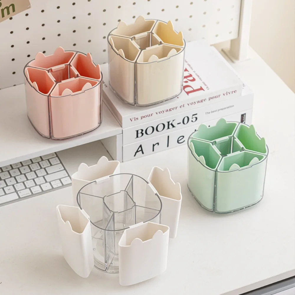 5 Grid to 9 Grid 360° Rotating Pen Holder Pencil Case Large Capacity Pen Storage Box Dust-proof Stationery Makeup Brush Holder