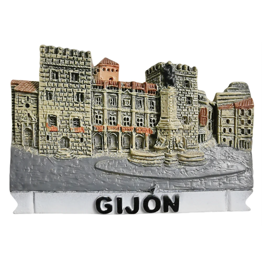 Imán de nevera 3D de Gijón España, regalo de recuerdo, colección de pegatinas magnéticas de resina para refrigerador, decoración del hogar