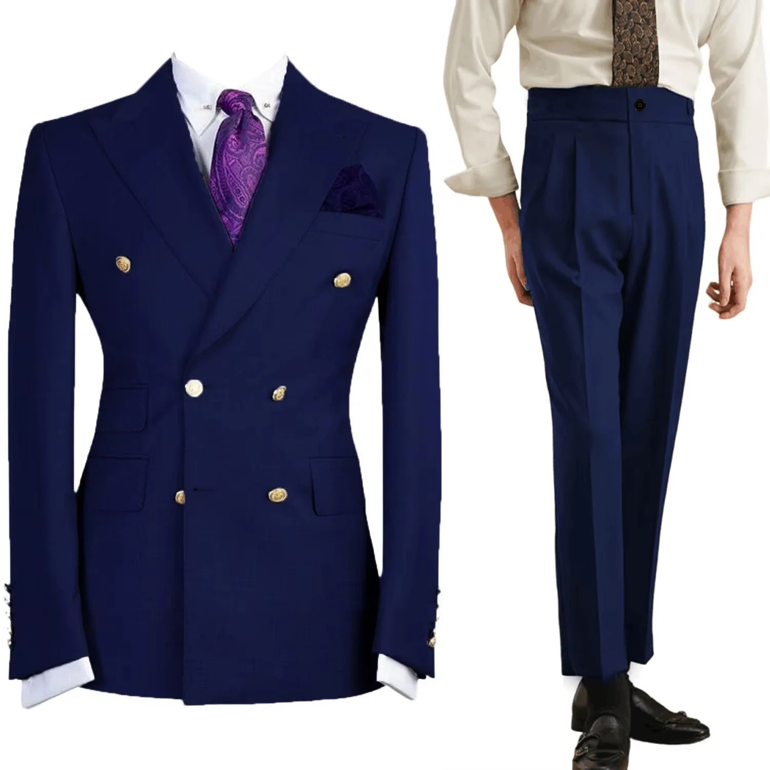 ชุดสูทผู้ชายสีม่วงอ่อนแบบสั่งตัด เสื้อเบลเซอร์กระดุมสองแถว แจ็คเก็ตสำหรับงานเลี้ยงอาหารค่ำ สไตล์หรูหรา ทรงเข้ารูป สำหรับงานแต่งงาน/ธุรกิจ