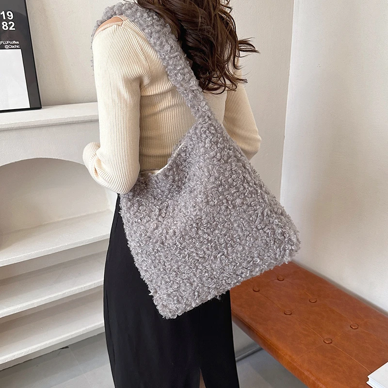 Trendy Teddy Hair Shoulder Bags Women Tote Handbags and Purses 2023 New  Ladies Messenger Bags High Quality