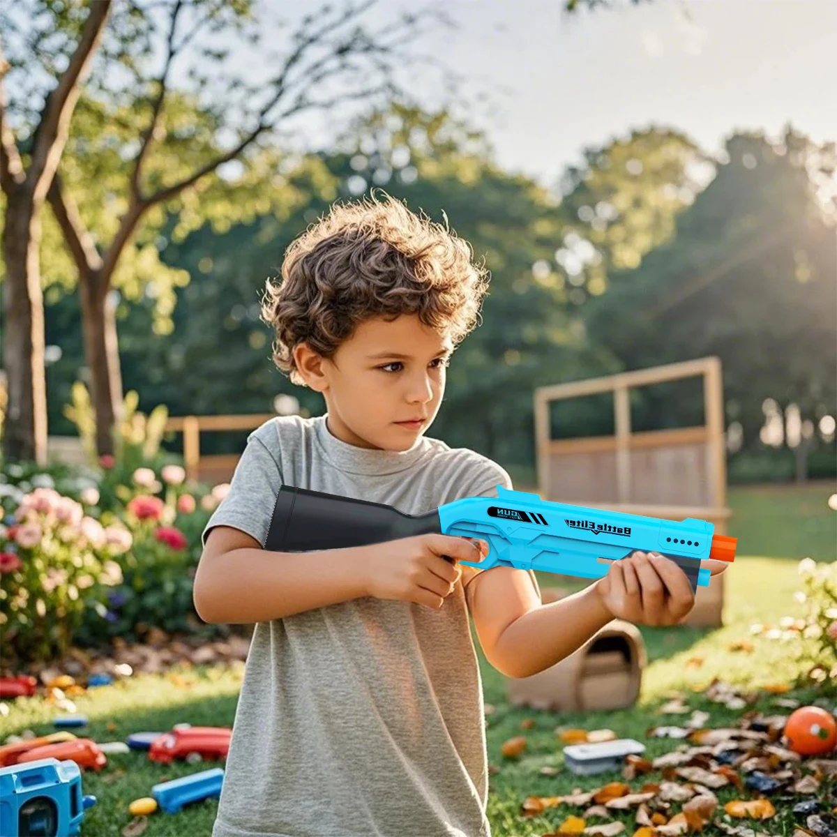 Pistola per freccette in schiuma manuale per bambini all'aperto con doppi manici Munizioni sicure Soft Bullet Multi colori per bambini
