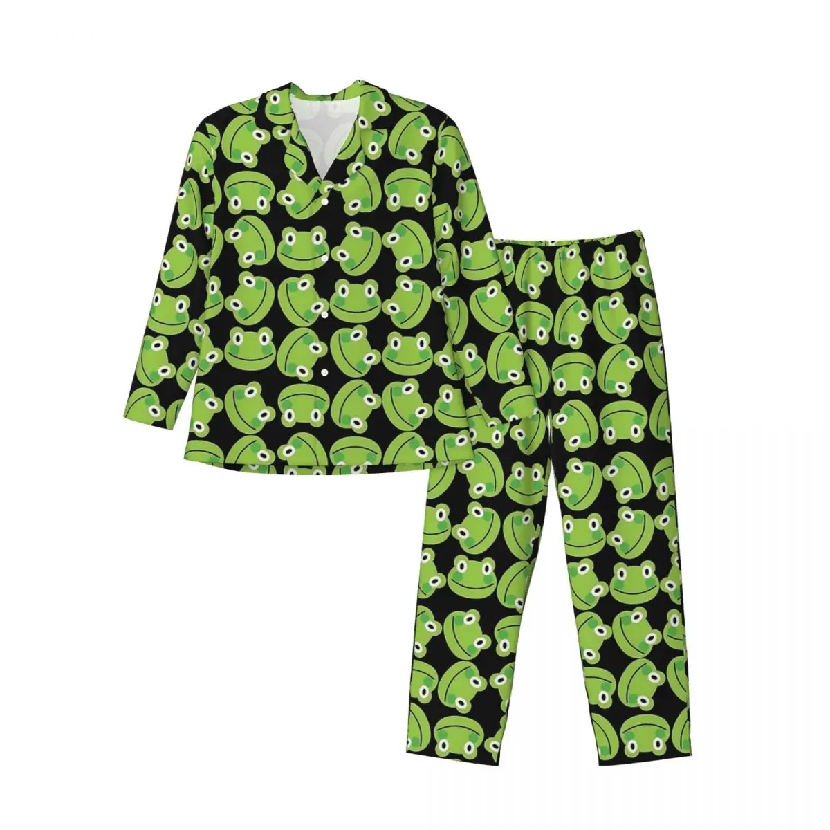 Groene Forgs Nachtkleding Herfst Leuke Dieren Vintage Oversized Pyjama Set Mannen Lange Mouwen Mooie Dagelijkse Aangepaste Thuis Pak