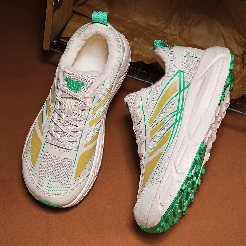 Winter Plush Warm Wide Toe Shoes Couple Shock-absorbing Running Shoes Outdoor Trendy Casual Oversized Sneaker