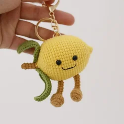 Cute Crochet Lemon Keychain Cute Lemon Doll Knitting Keyrings For Car Keys Handmaking Weaved Fruit Keychain For Bag Pendant