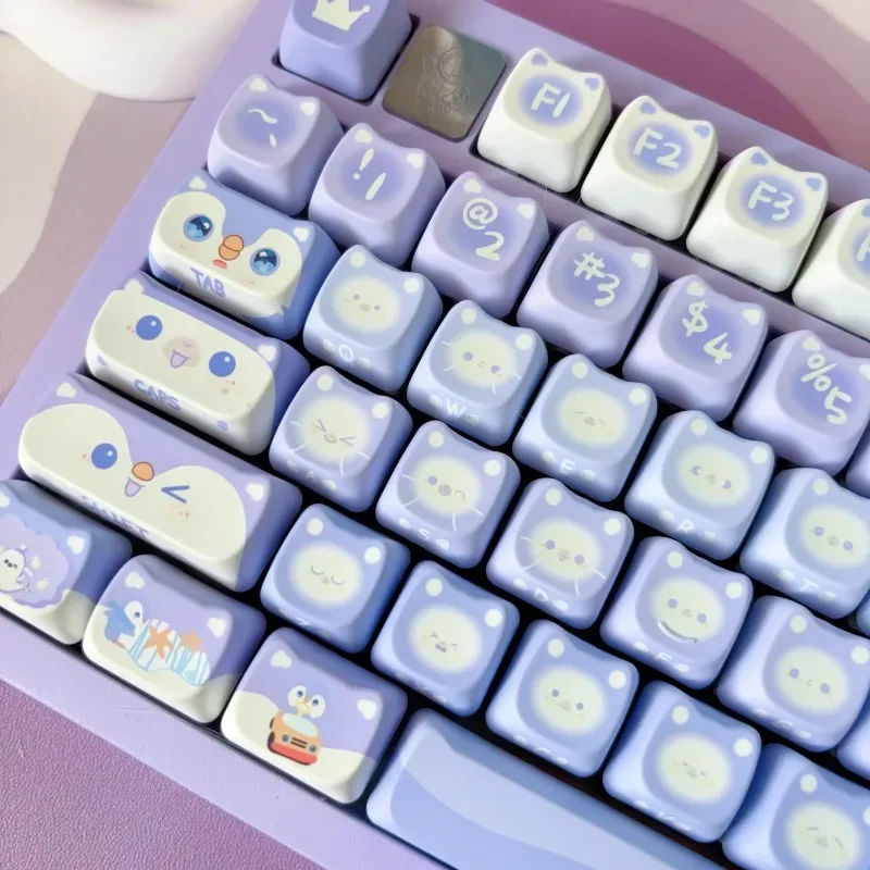 

Cute Penguin/cat Head Theme Keycaps 142 Key PBT Keycap MAO Profile Key Caps for Custom Mechanical Keyboard Gaming Accessories