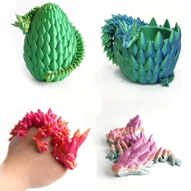 New 3D Printed Gem Dragon Crystal Fidget Toy Rotatable Articulated Dragon Egg Ideal Gift for Kids with ADHD Perfect Birthdays