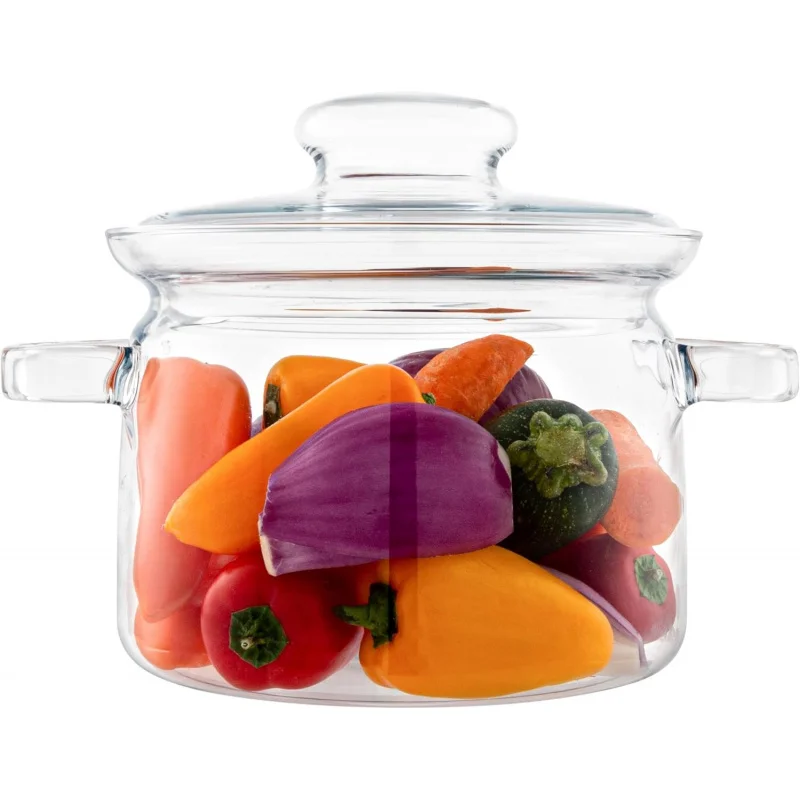 

The See-Through Cooking Pot: 64oz Glass Pot for Stove, Oven & Microwave - Simmer, Bake, Serve & Store All in One Dish
