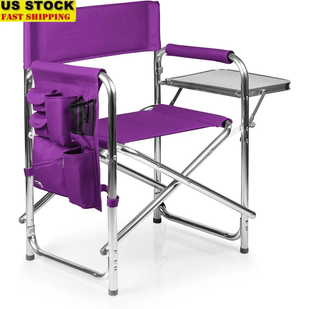 

Sports Chair with Side Table Portable Folding Outdoor Camping Chair Lightweight Beach Chair with Accessories Panel Adults
