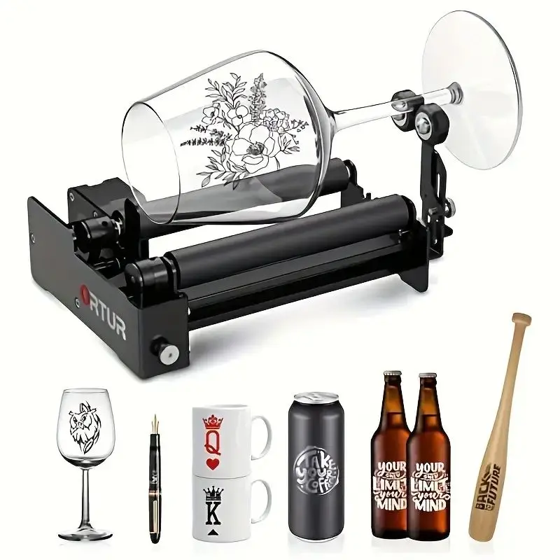 Ortur Rotary Roller YRR3.0 Adjustable Engraving Tool Laser Engraver Accessory for Glass, Wood, Leather
