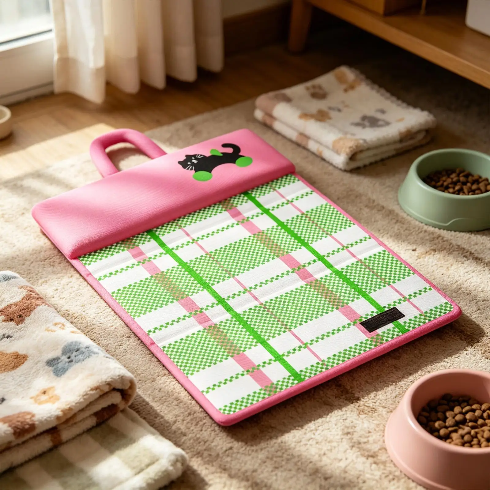 Cooling Mat Foldable Double-Sided Cooling Pet Mat With Headrest Waterproof Breathable Portable Pet Bed For Cat Dogs Pet Supplies